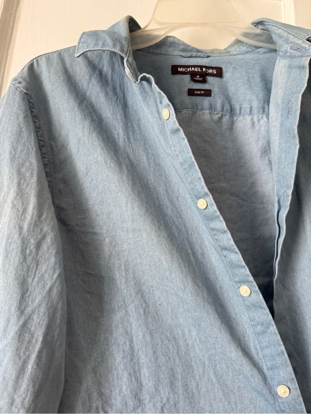 Michael Kors Light Blue Men's Shirt Jacket slim fit